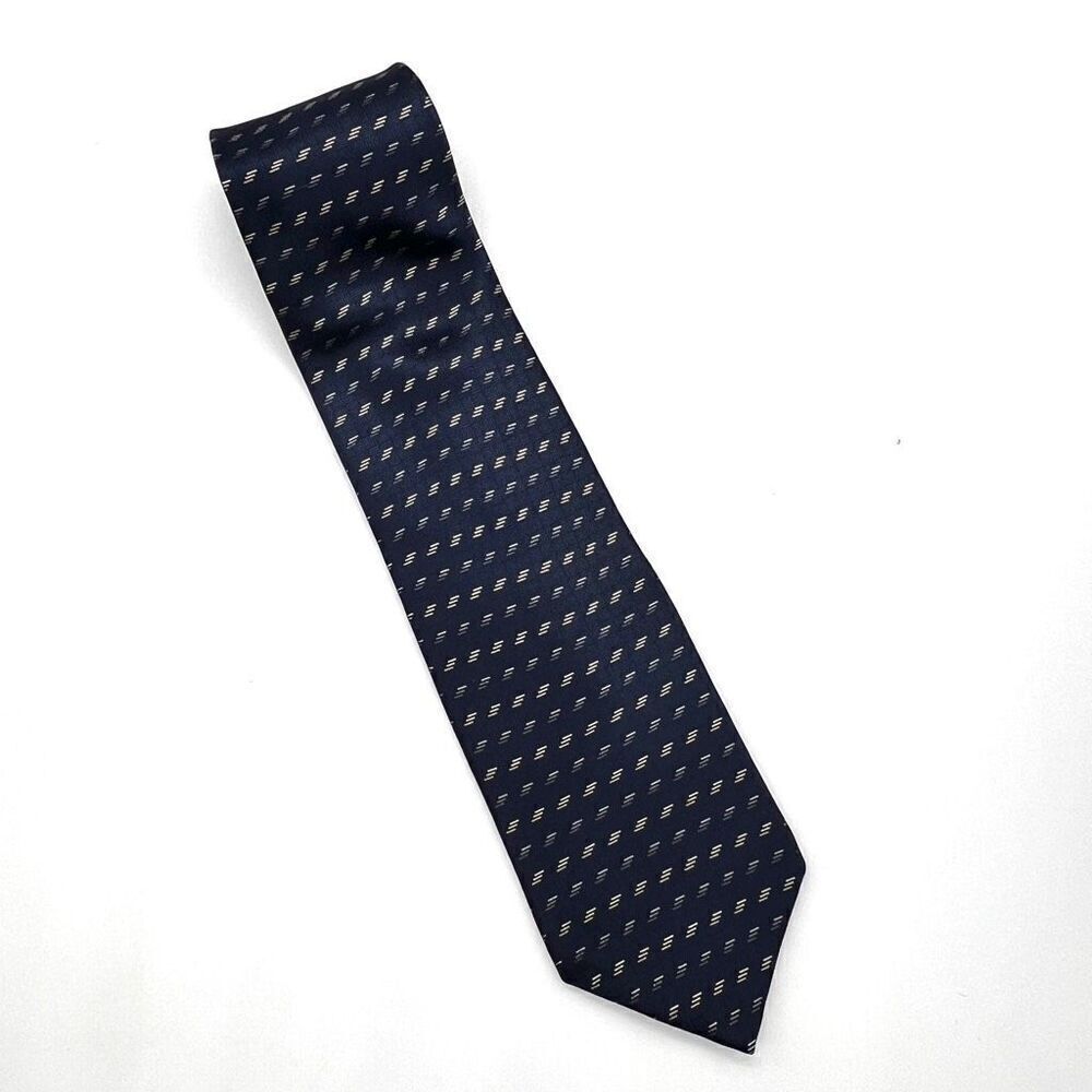 Vintage Bill Blass Silk Tie Blue and Light Yellow / Cream